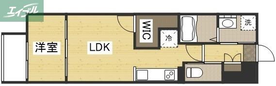 月光 岡山駅西口弐番館(1LDK/3階)の間取り写真