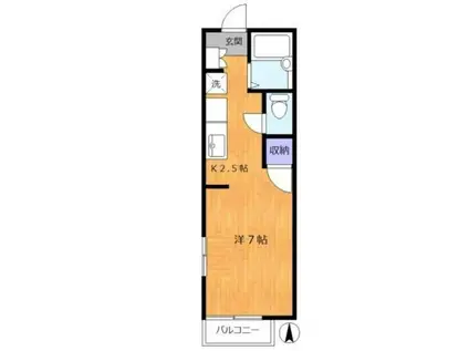 ドミール草加(ワンルーム/2階)の間取り写真