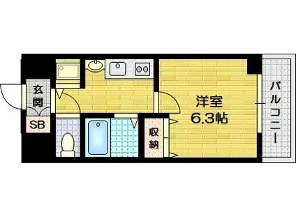 プレサンス京都四条堀川(1K/11階)の間取り写真