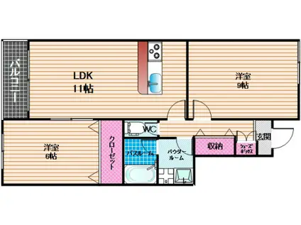 コンフォルトワイ(2LDK/2階)の間取り写真