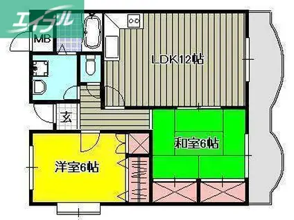 翔阿園マンション(2LDK/7階)の間取り写真