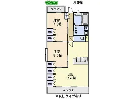 GRANDEUR(2LDK/3階)の間取り写真