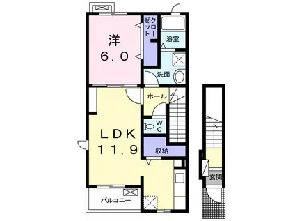 フラン菊水(1LDK/2階)の間取り写真