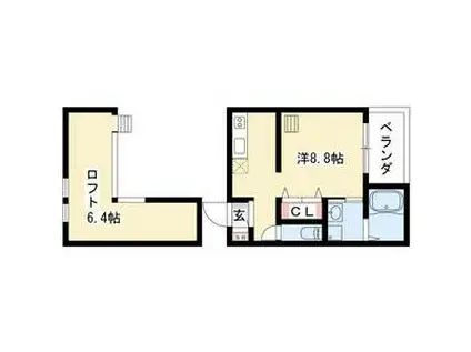 CHERRY(1K/2階)の間取り写真