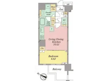 オープンレジデンシア品川(1LDK/7階)の間取り写真