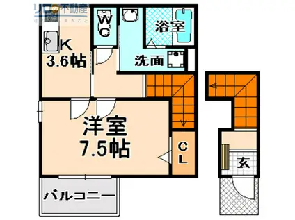 ブリーゼ行基(1K/2階)の間取り写真