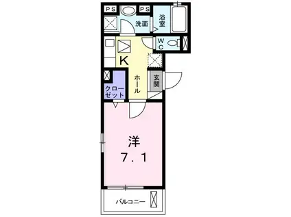ブリリアントK(1K/1階)の間取り写真