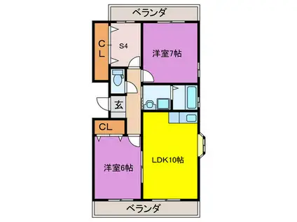 サンコーポ須玖(2SLDK/5階)の間取り写真