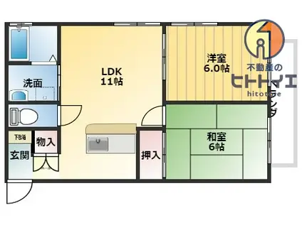 ガーデンハウス(2LDK/2階)の間取り写真