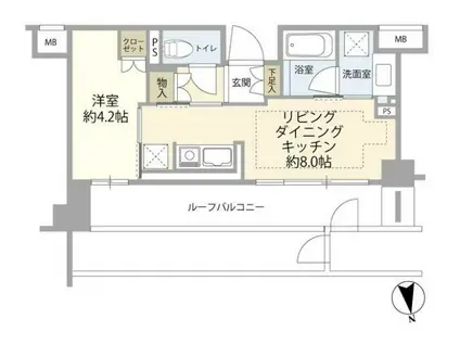 BRILLIA目黒大橋(1LDK/6階)の間取り写真