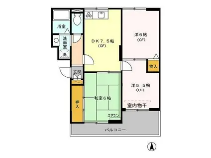 ヴァンベール東川口I/II/III(3DK/2階)の間取り写真