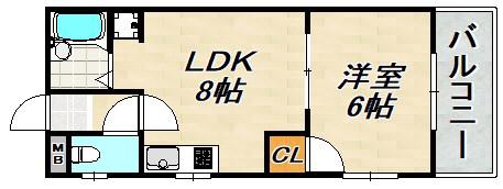 ユーコート(1LDK/3階)の間取り写真