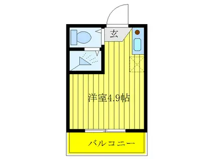 プリンスコート千早(ワンルーム/1階)の間取り写真