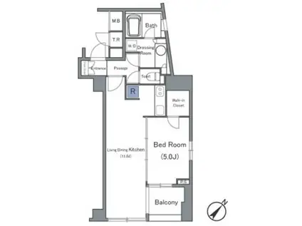 セントラルクリブ六本木I(1LDK/13階)の間取り写真