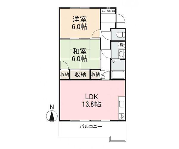 宮地マンション(2LDK/1階)の間取り写真