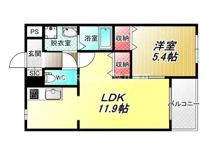フローラ久宝寺(1LDK/5階)の間取り写真
