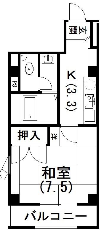 アルシェ浜松(1K/2階)の間取り写真