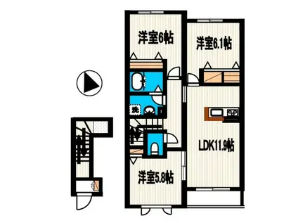 ニューSIII(3LDK/2階)の間取り写真