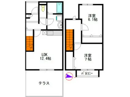 アスピリアOLE(2LDK/1階)の間取り写真