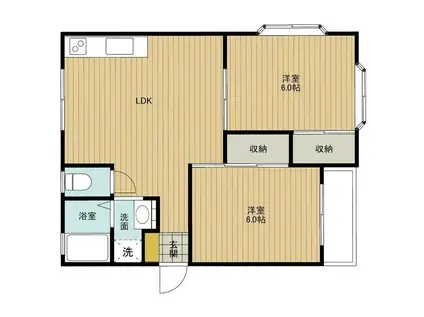 キャッスル2(2DK/1階)の間取り写真