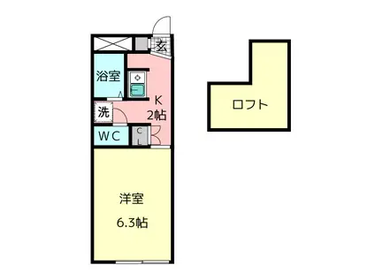ラポール敷島(1K/1階)の間取り写真
