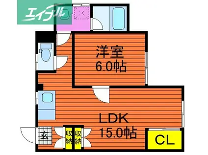 アルフィー当新田(1LDK/1階)の間取り写真