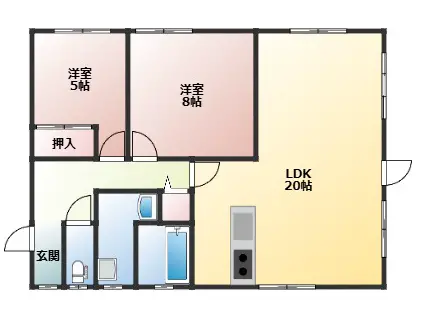 鬼塚ビル(2LDK/3階)の間取り写真