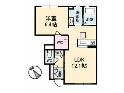 プロヌーブ原田町A(1LDK/1階)の間取り写真