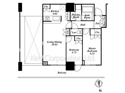 リエトコートアルクスタワー(2LDK/4階)の間取り写真