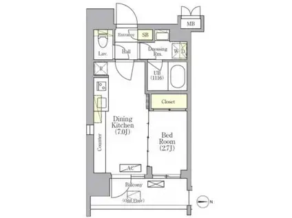 エル・セレーノ清澄白河(1DK/6階)の間取り写真