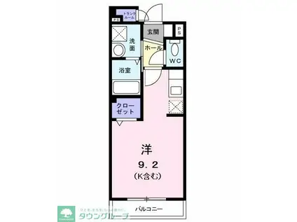 ブルックハウス(ワンルーム/3階)の間取り写真