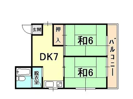 シャルム風見鶏(2DK/3階)の間取り写真