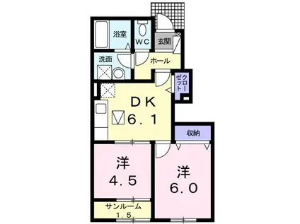 メゾン・ド・シャンブル(2DK/1階)の間取り写真