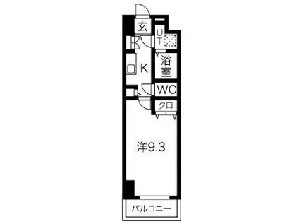 プリフェラブル栄(1K/7階)の間取り写真