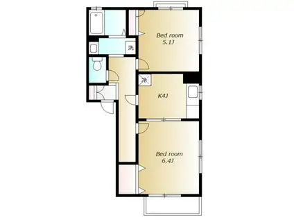 ハイツ南守谷(2K/1階)の間取り写真