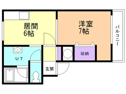 グランコート登別(1DK/2階)の間取り写真