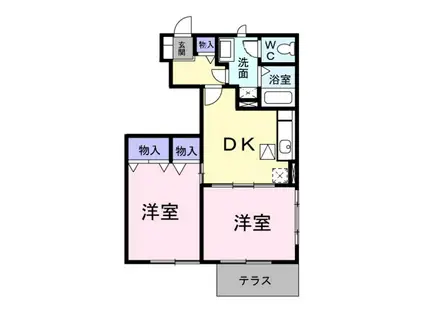 サンフィールド(2DK/1階)の間取り写真