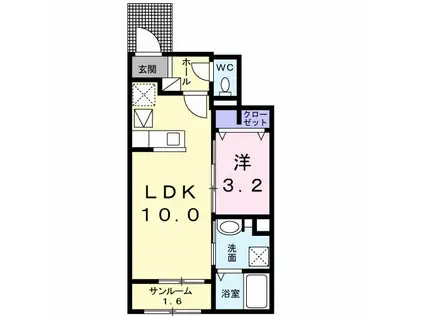 ルミエール(1LDK/1階)の間取り写真