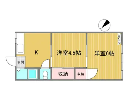 第1白樺荘(2K/1階)の間取り写真