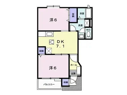 パストラル広貴C(2DK/1階)の間取り写真