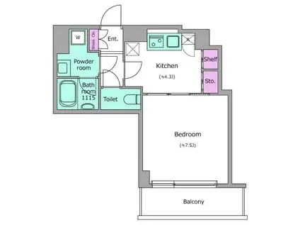 ドームウエスト大山(1K/6階)の間取り写真