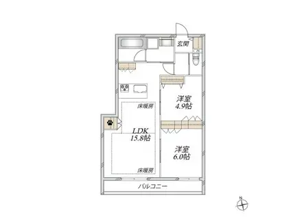代々木5丁目メゾン(2LDK/2階)の間取り写真