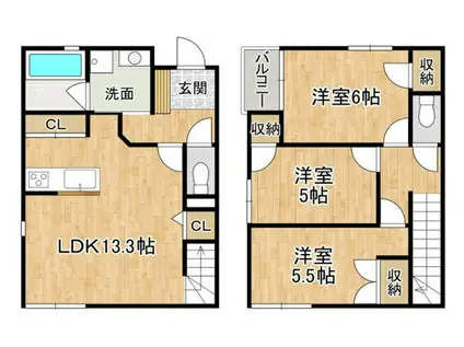 SOYO TERRACE 荒江(3LDK/1階)の間取り写真