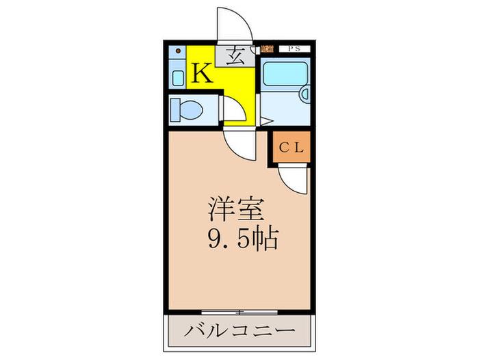朝日が丘尾田ハイツ(1K/1階)の間取り写真