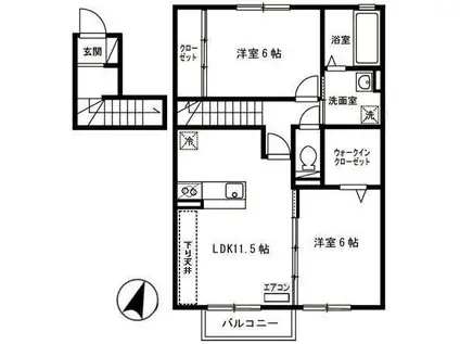 ハウスさわ(2LDK/2階)の間取り写真