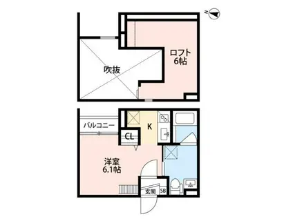 メゾンドゥセルクル(ワンルーム/1階)の間取り写真