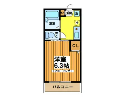 メゾンハーベスト(1K/1階)の間取り写真