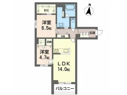 ラウンドヒルズK(2LDK/2階)の間取り写真