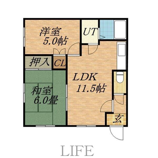 ヴィラウエスト(2LDK/3階)の間取り写真