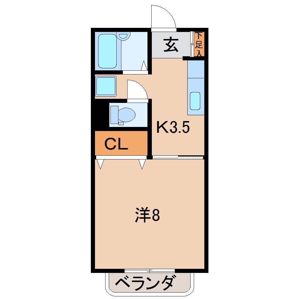 エルセラーンI(1K/2階)の間取り写真